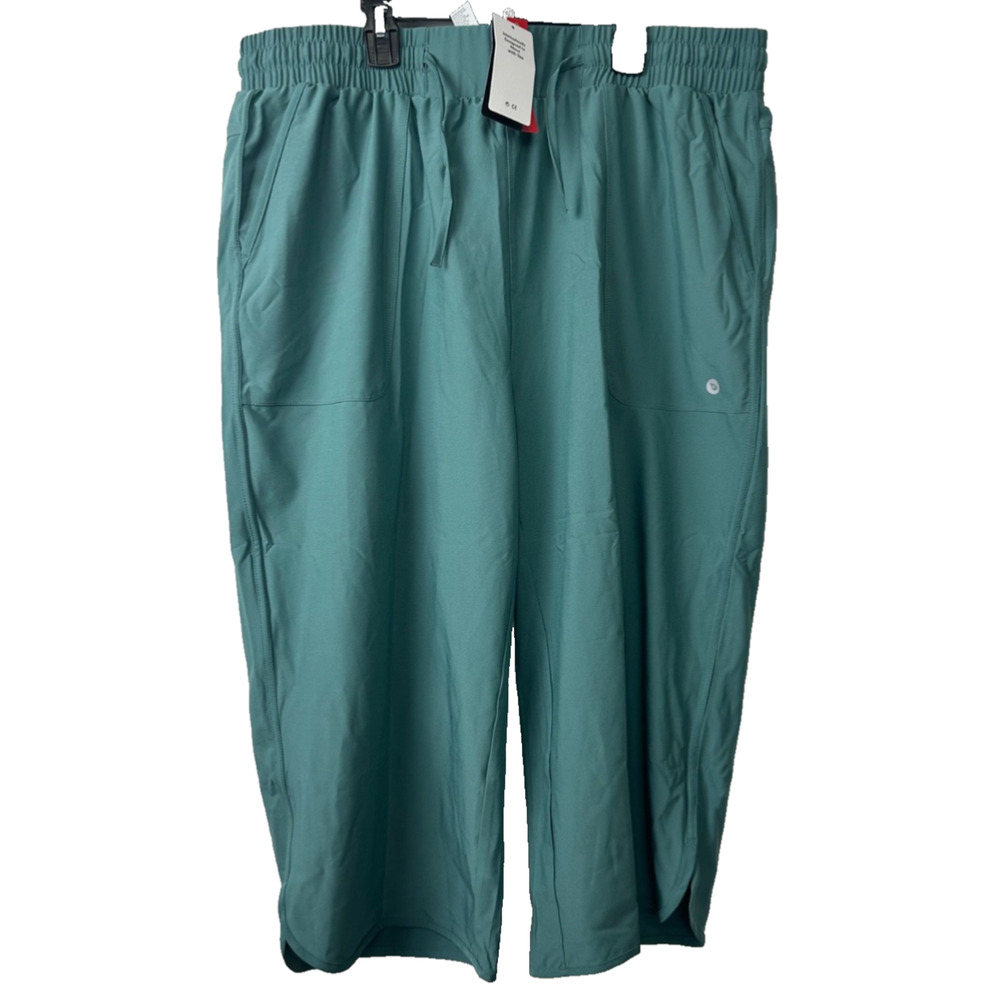 NEW Baleaf Pants 2XL Green Pull On Wide Leg Crop UPF 50 Pockets Athletic A27